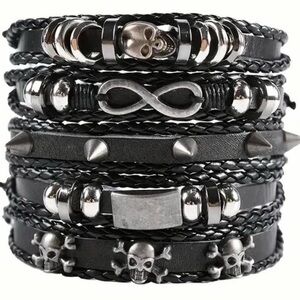 5-piece set bracelet Goth Punk rock skull spike street Y2K trend bracelet set